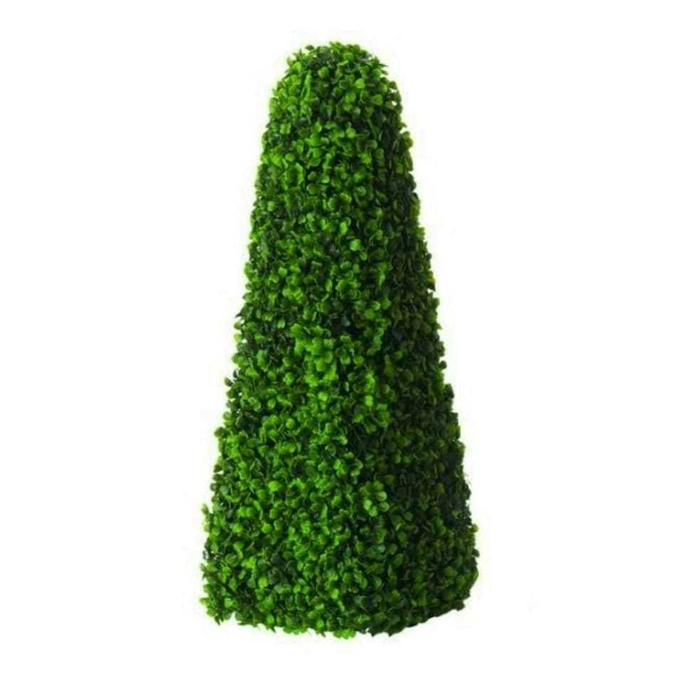 image 1 of Primrose Artificial Buxus Grass Obelisk Topiary Tree with Square Base 90cm