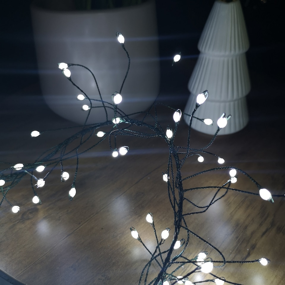 image 1 of 5.4m White LEDs Green Garland Wire Light Christmas Decoration with Timer