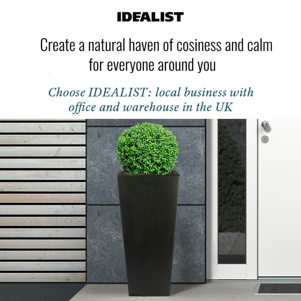 image 1 of Tall Tapered Black Light Concrete Garden Planter H65 L32 W32 cm, 67 ltrs Cap.