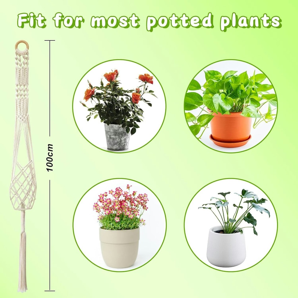 image 1 of 3 Pack Hanging Basket Indoor Outdoor Hanging Plant Pots with 3 Hooks Cream