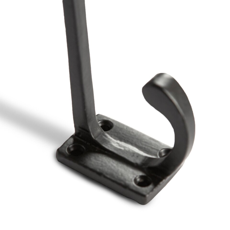 image 1 of Hammer & Tongs Rectangular Plate Rounded Hat & Coat Hook - W30mm x H85mm - Black