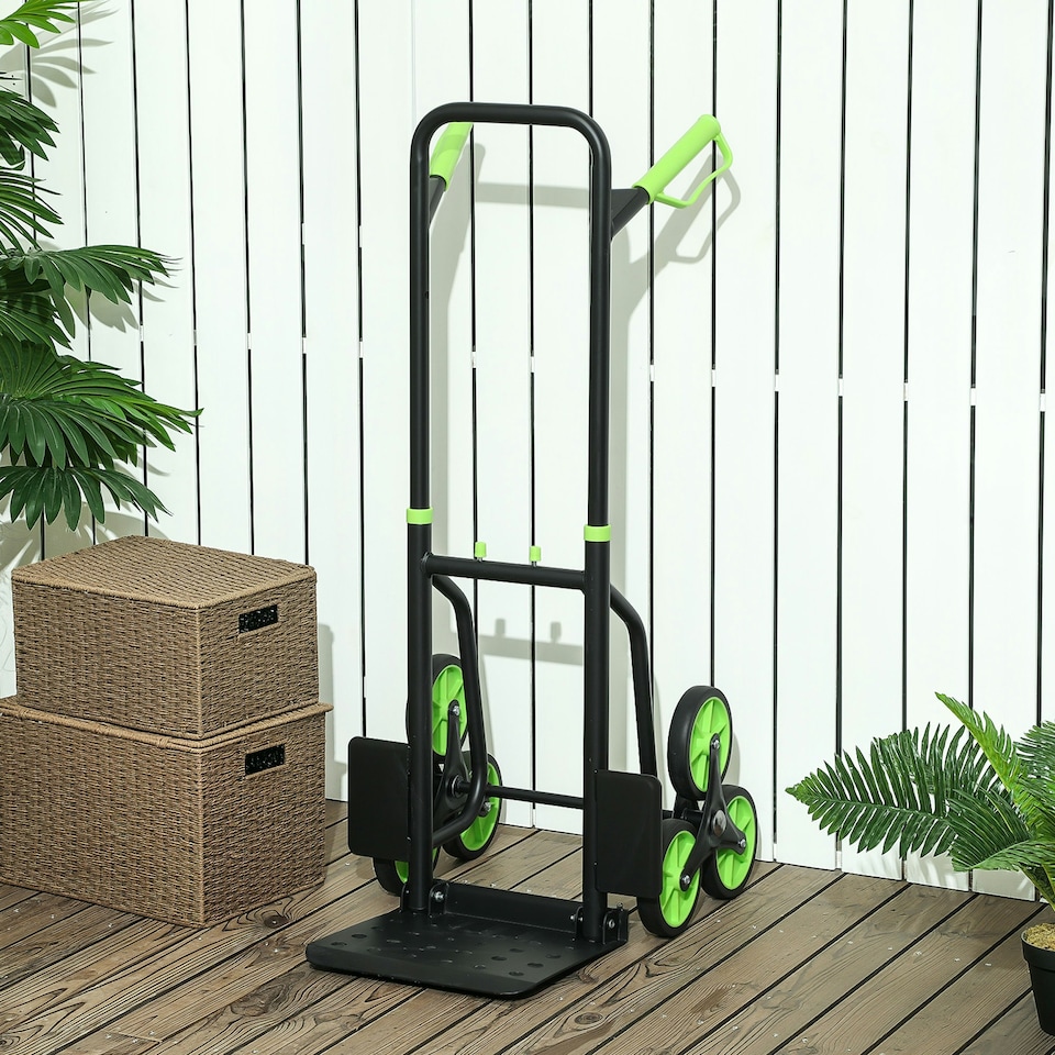 image 1 of DURHAND Trolley Hand Trucks 6-Wheels Foldable Load Cart Steel, Orange