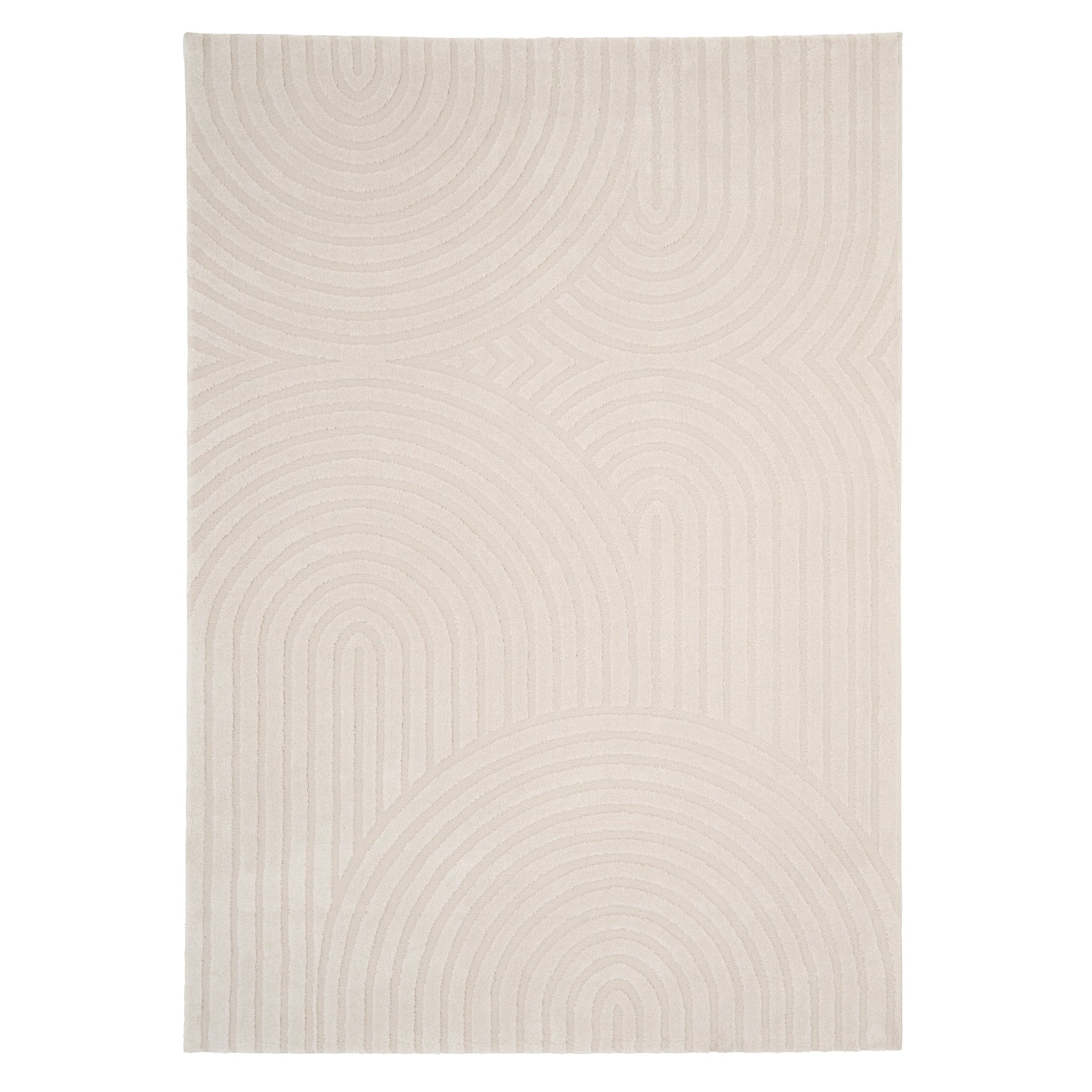 KUKOON Retro Grooves Plush Pile Cream Beige Living Room Area Rug 200cm x 290cm