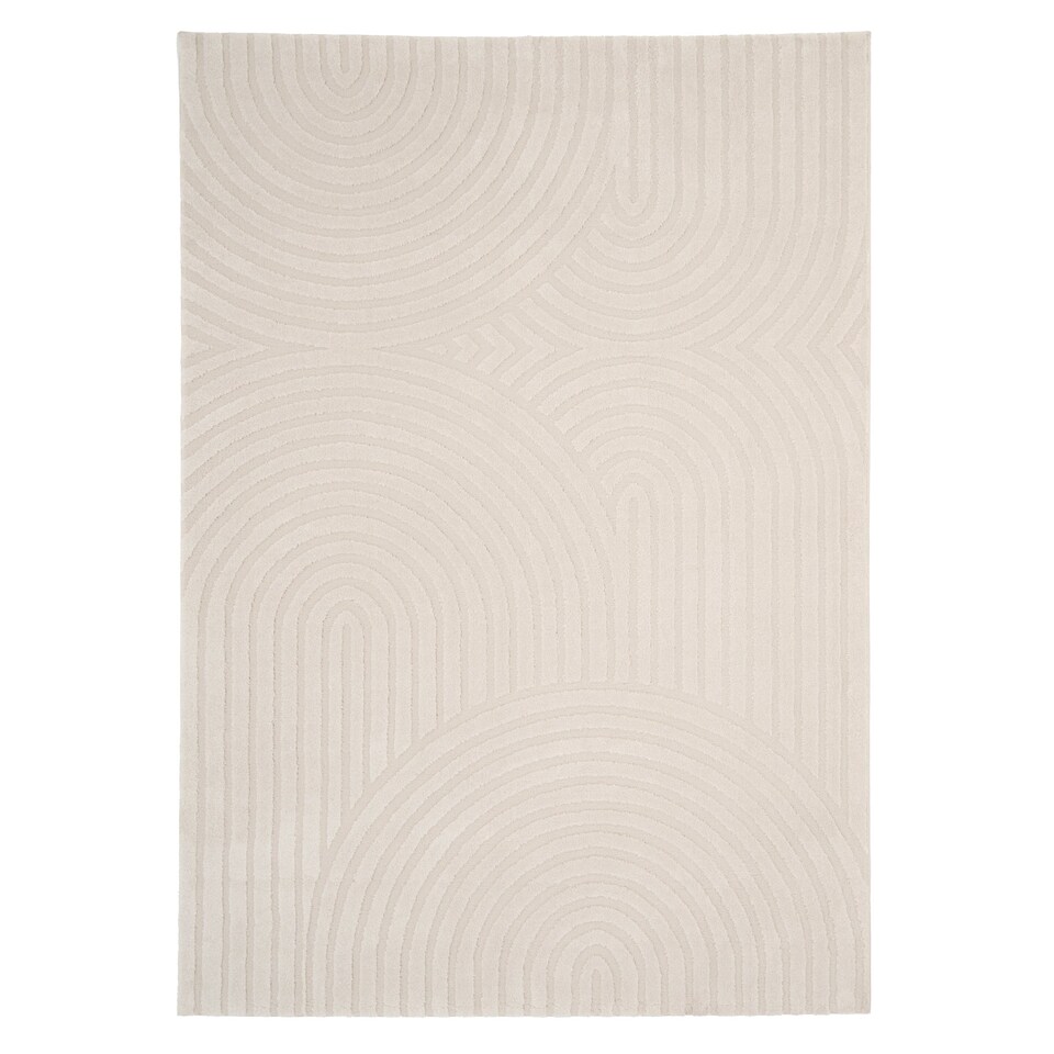 image 1 of KUKOON Retro Grooves Plush Pile Cream Beige Living Room Area Rug 200cm x 290cm