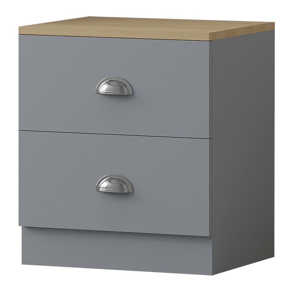 image 1 of FWStyle Esher 3 Piece Bedroom Furniture Set Matt Grey Oak Top