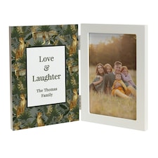 Personalised Leopard Print Wooden Hinged 6x4 Photo Frame | White | One Size