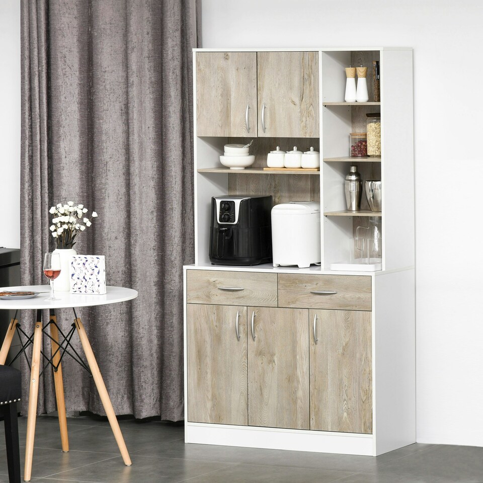 image 1 of HOMCOM Kitchen Buffet w/ Hutch Multi Storage Cupboard Cabinet Server Sideboard