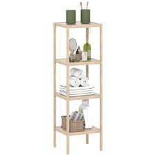 HOMCOM 4-Tier Bamboo Bathroom Storage Shelves, Freestanding Storage Shelving Unit, Multifunctional Display Plants Stand Shelf Rack Organiser, Natural | Brown | Natural wood finish