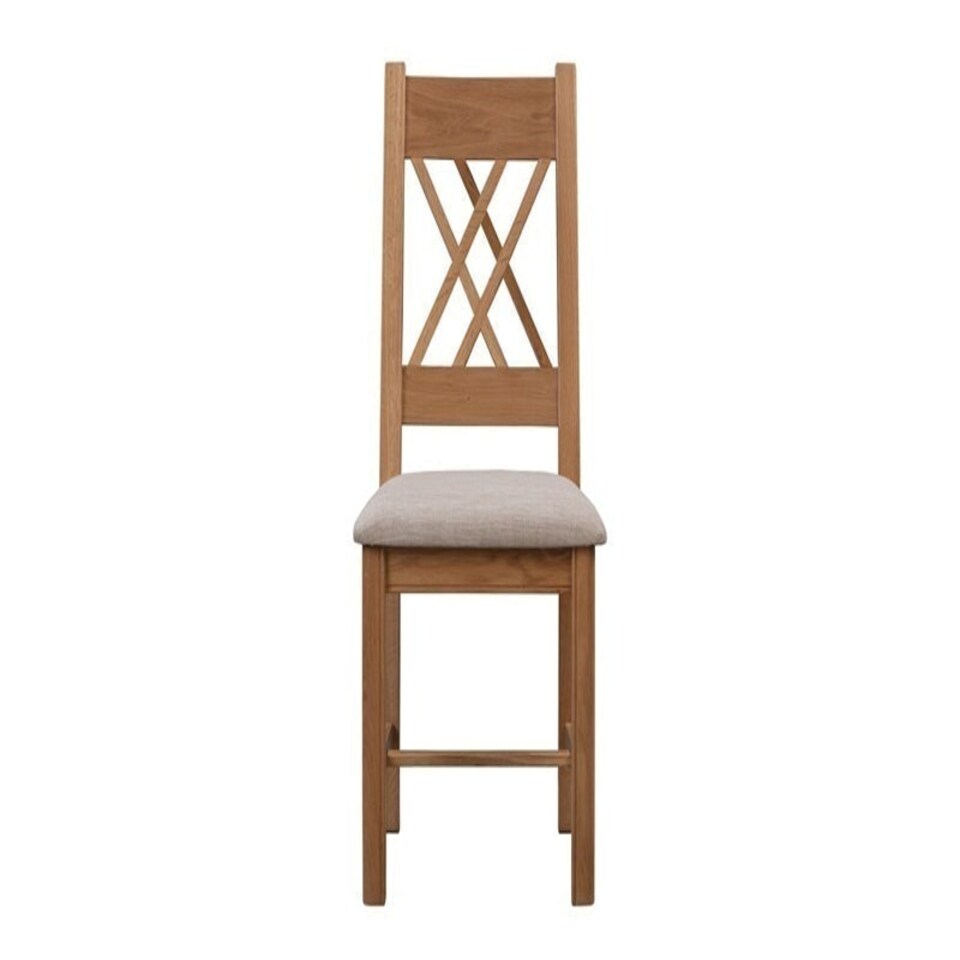 image 1 of Bologna Oak Pair of Natural Oak Dining Chairs - Fabric Seat - L48 x W66 x H109 cm Brown
