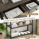 image 5 of COSTWAY Entryway Narrow Console Table w/Charging Station Brown