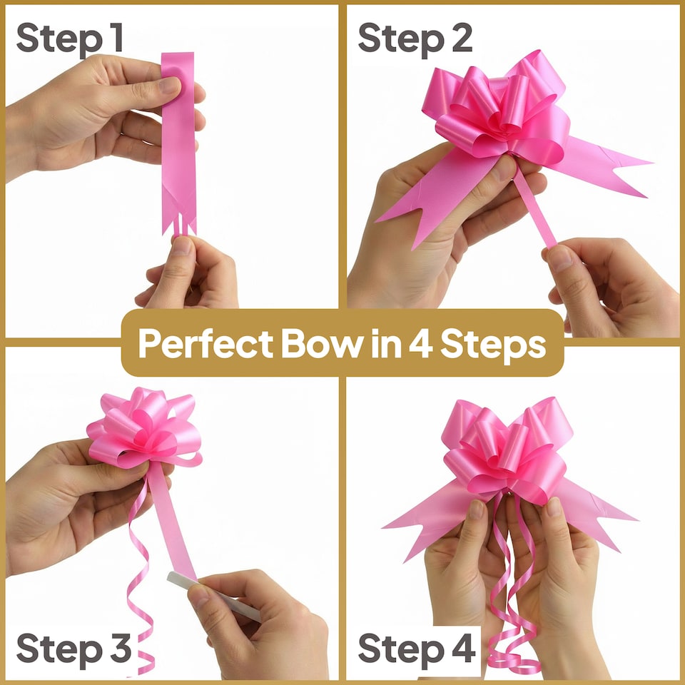 image 1 of 10pcs Hot Pink 30mm/3cm Large Ribbon Pull Bows for Gift Wrapping, Hampers, Florist Bouquets, Wedding Cars and Party Décor Pullbow | Pink | Pink