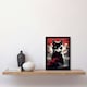 image 2 of Ukiyo Japanese Cat Red on White Japan Home Decor Black Framed Wall Art Print A4