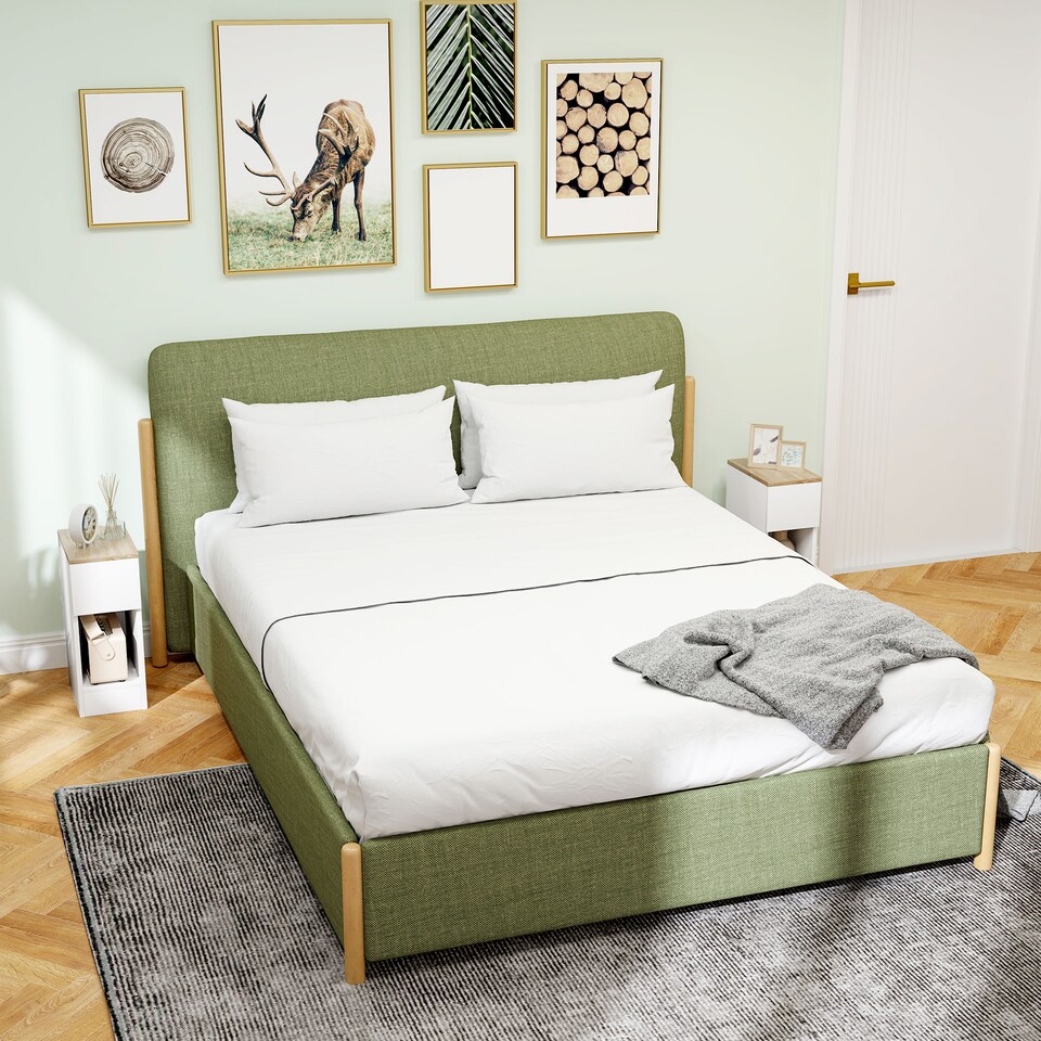 image 1 of HOMCOM Bedside Tables Set of 2, Modern Side Tables with Drawer and Shelf, Nightstands for Bedroom, Living Room, White