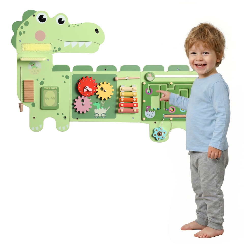 image 1 of AIYAPLAY Busy Board Panels Wall Mounted Dinosaur