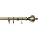 image 1 of 35mm Fixed Length Metal Curtain Pole Set Antique Brass Vienna Finial 370cm | Bronze | Bronze