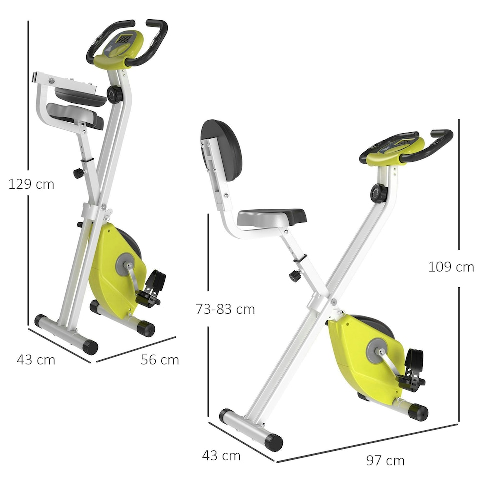 image 1 of HOMCOM Magnetic Resistance Exercise Bike Foldable LCD Adjustable Seat Grey
