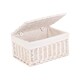 image 1 of Small White Wash Steamed Cotton Lined Wicker Storage Basket | White | White