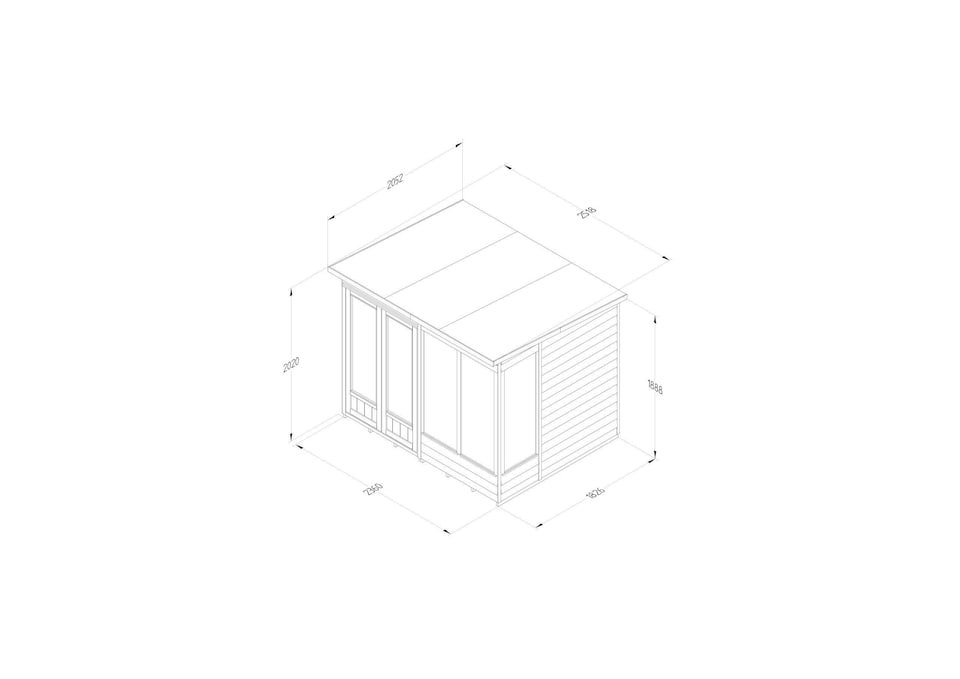 image 1 of Forest Garden 4LIFE Pent Summerhouse 8x6 - Double Door - 4 Window