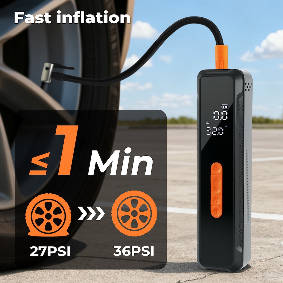 image 1 of Traderight Car Tyre Inflator Portable Air Compressor Pump 150PSI Rechargeable