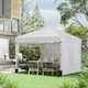 image 2 of Outsunny 3x3 (M) Pop Up Gazebo Party Tent w/ 2 Sidewalls, Weight Bags, White
