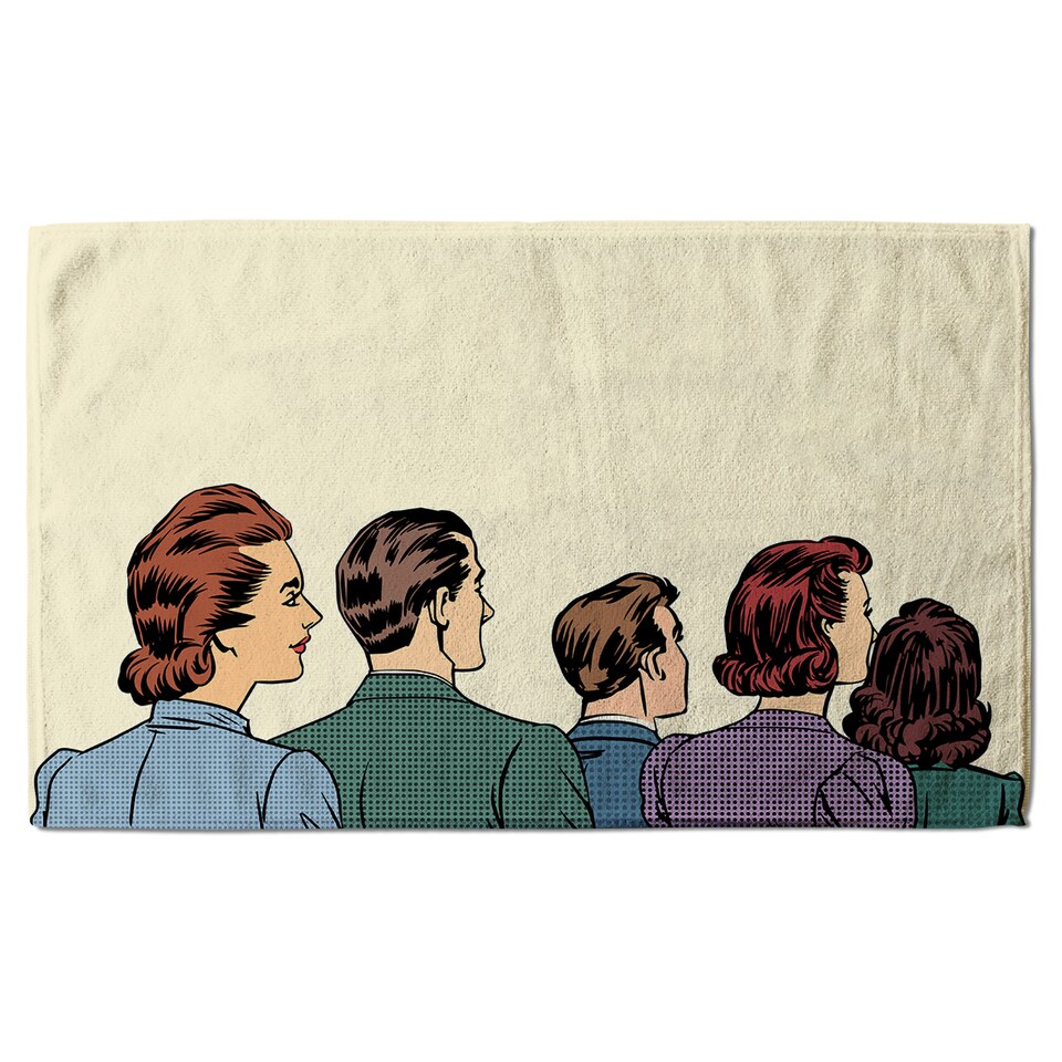 image 1 of A crowd of spectators stand back retro style pop art Designer Bath Towel | Multi