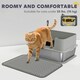 image 7 of PawHut Stainless Steel Litter Box with Scoop, High Sided Cat Litter Tray Grey | One Size