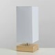 image 2 of ValueLights Modern Pine Wood & White Bedside Table Lamp with USB Charging Port - Includes 4w LED Bulb 3000K Warm White