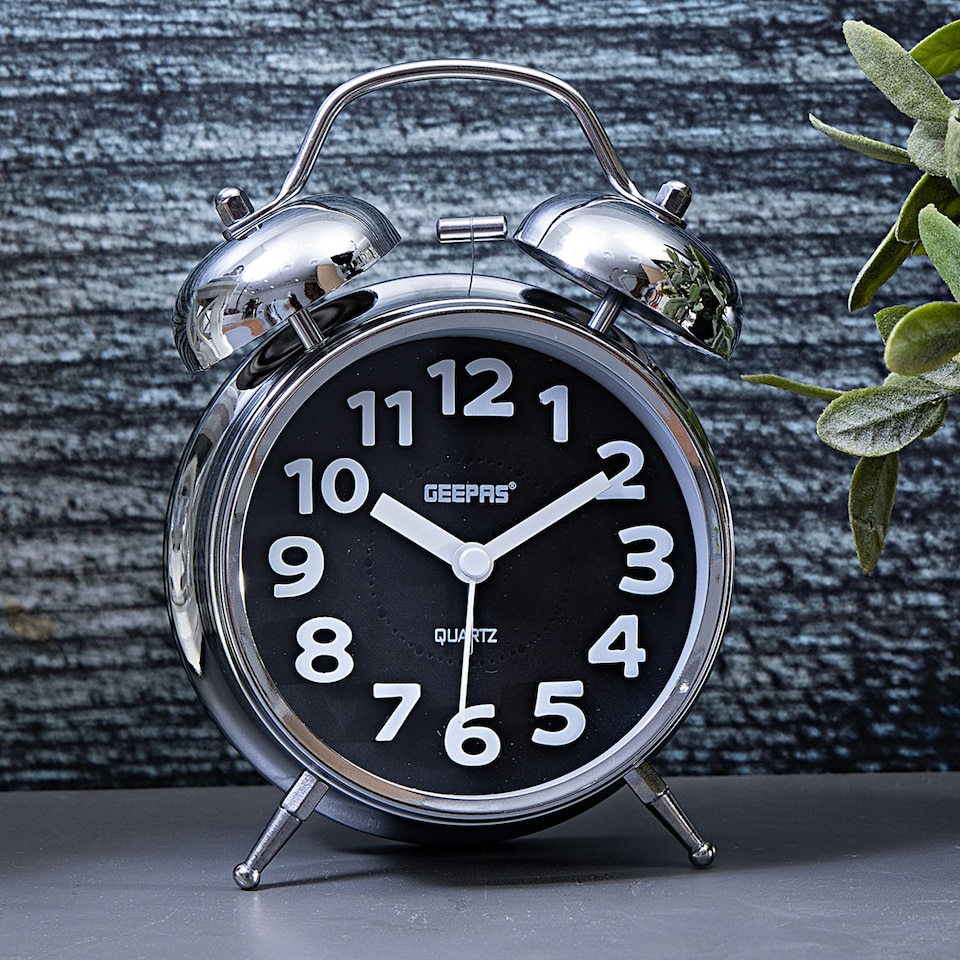 image 1 of GEEPAS Retro Alarm Clock, Black Black