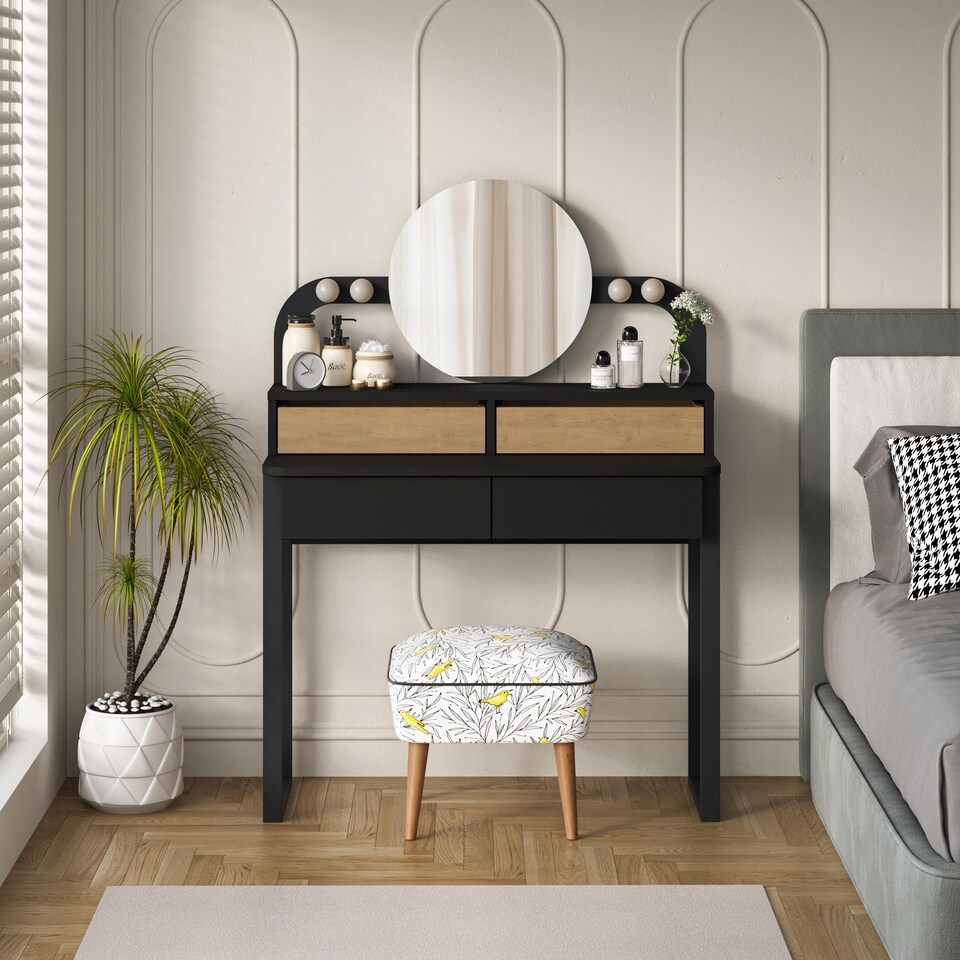 image 1 of Decortie Lora Dressing Table 96x40x132cm Black