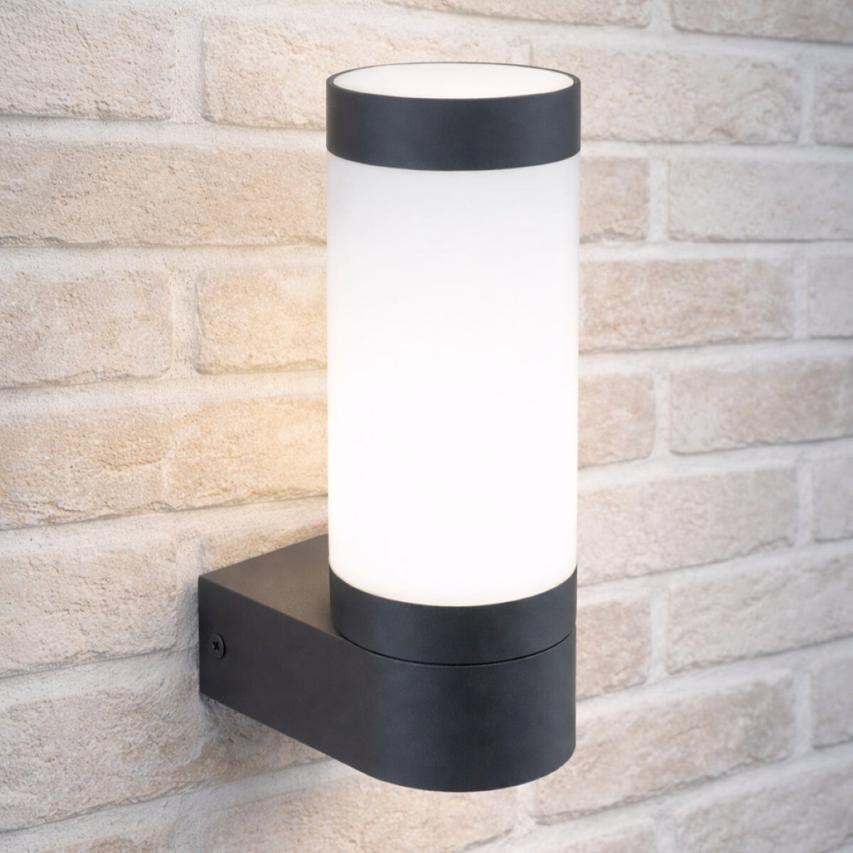CGC Lighting Rome Anthracite E27 Outdoor Wall Light Opal Diffuser IP44 Multi Grey / silver Height: 22 cm, Width: 8 cm, Depth: 12 cm