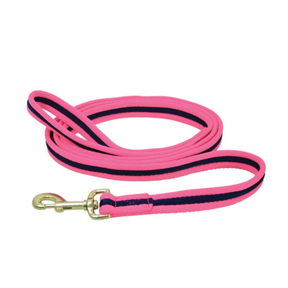 Hy Soft Webbing Lead Rein Without Chain - Pink/Navy - One Size