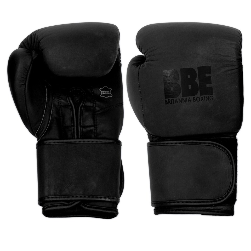 image 1 of UNIFY4 Matte Black Leather Boxing Gloves - 12oz