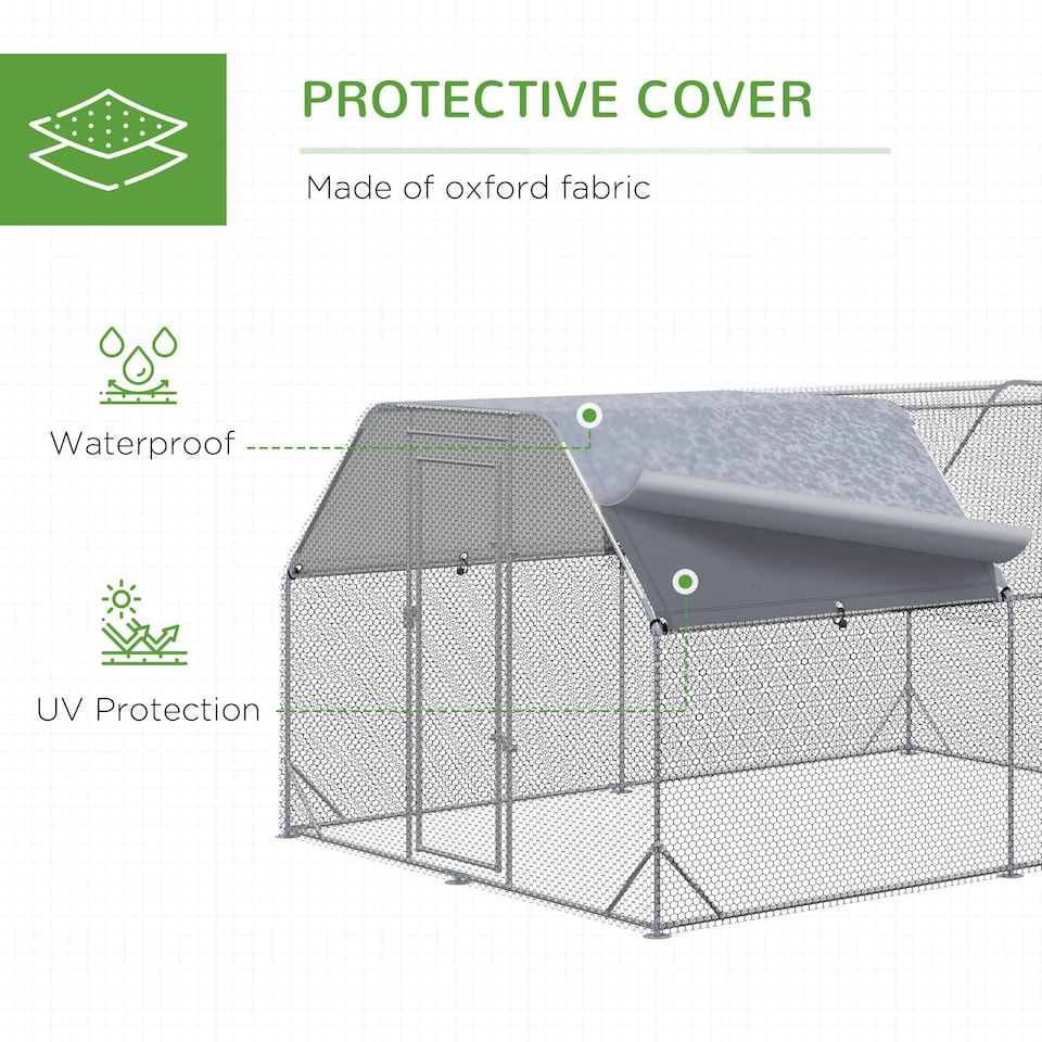 image 1 of PawHut Chicken Run W/ Roof, Walk In Chicken Coop for 10-12 Chickens, Hen House