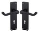 image 2 of Golden Grace Victorian Scroll Lever Lock Door Handles in Matt Black Finish with Black 3 Lever Lock & Keys - 150mm x 40mm Black