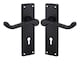 image 2 of Golden Grace Victorian Scroll Lever Lock Door Handles in Matt Black Finish with Black 3 Lever Lock & Keys - 150mm x 40mm | Black | 1 Set