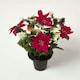 image 1 of Homescapes Artificial Poinsettia, Holly and Robin Grave Vase