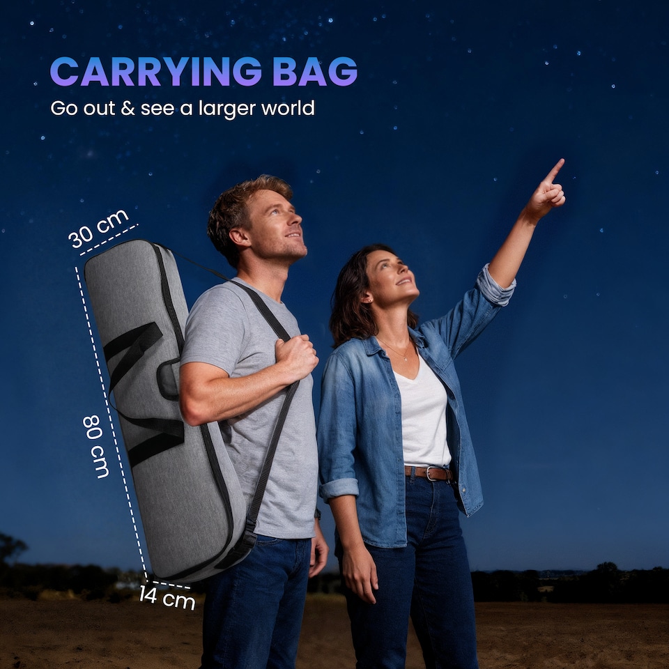 image 1 of Outsunny Astronomy Telescope for Adults and Beginners, 80 mm Aperture Portable Refractor Telescope with 40X/16X Magnification, Adjustable Tripod, Alt-Azimuth Mount, Carry Bag for Travel, White