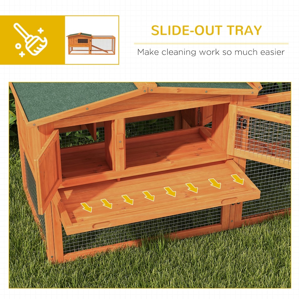 image 1 of PawHut Rabbit Hutch, Bunny Cage with Run & Sliding Tray, Hay Rack, Orange