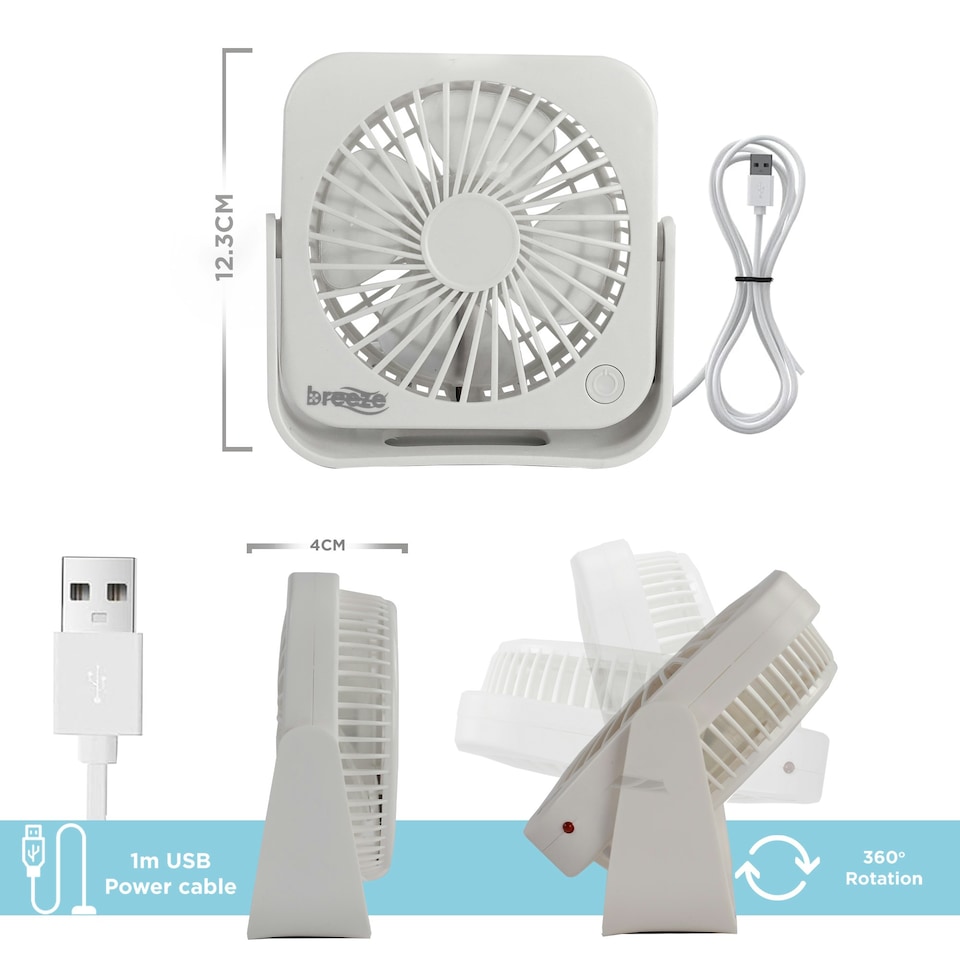 image 1 of Breeze DF1150W USB Powered Mini Table Fan White