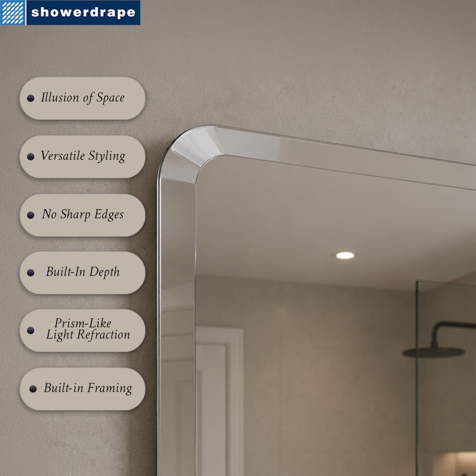 image 1 of Showerdrape Trafalgar Square Wall Mounted Frameless Bevelled Edge Bathroom Mirror 45 x 45cm | Chrome | Mirror | 1