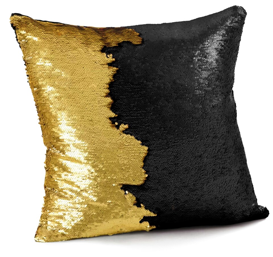 Mermaid Sequins Fun Cushion - 56cm x 56cm | Multi | Black / Yellow