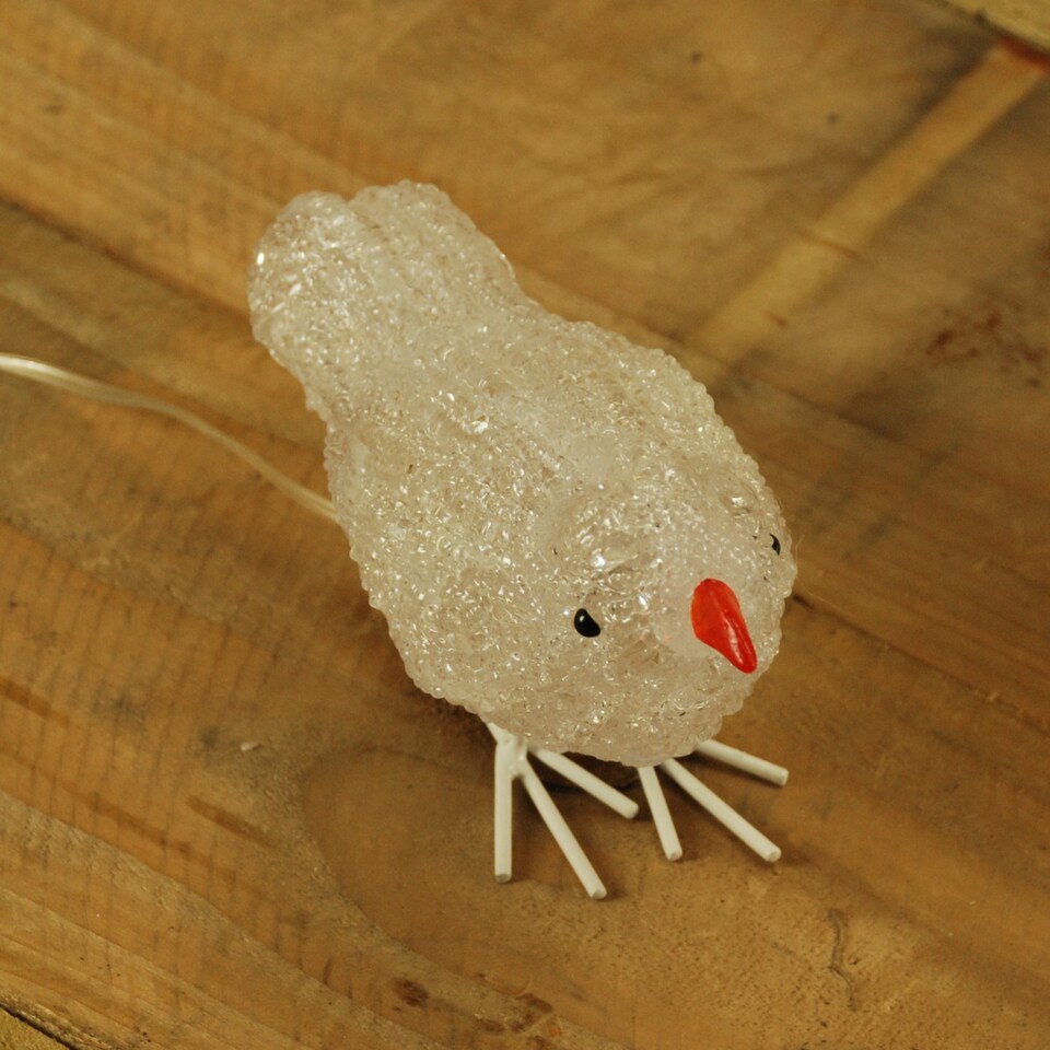 image 1 of Set of 5 16cm Christmas Acrylic Birds with 30 White LEDs indoor outdoor Decoration