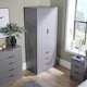 image 2 of Phoenix Wardrobe 2 Door 3 Drawers Bedroom Home Furniture Clothing Storage Shelf | Grey