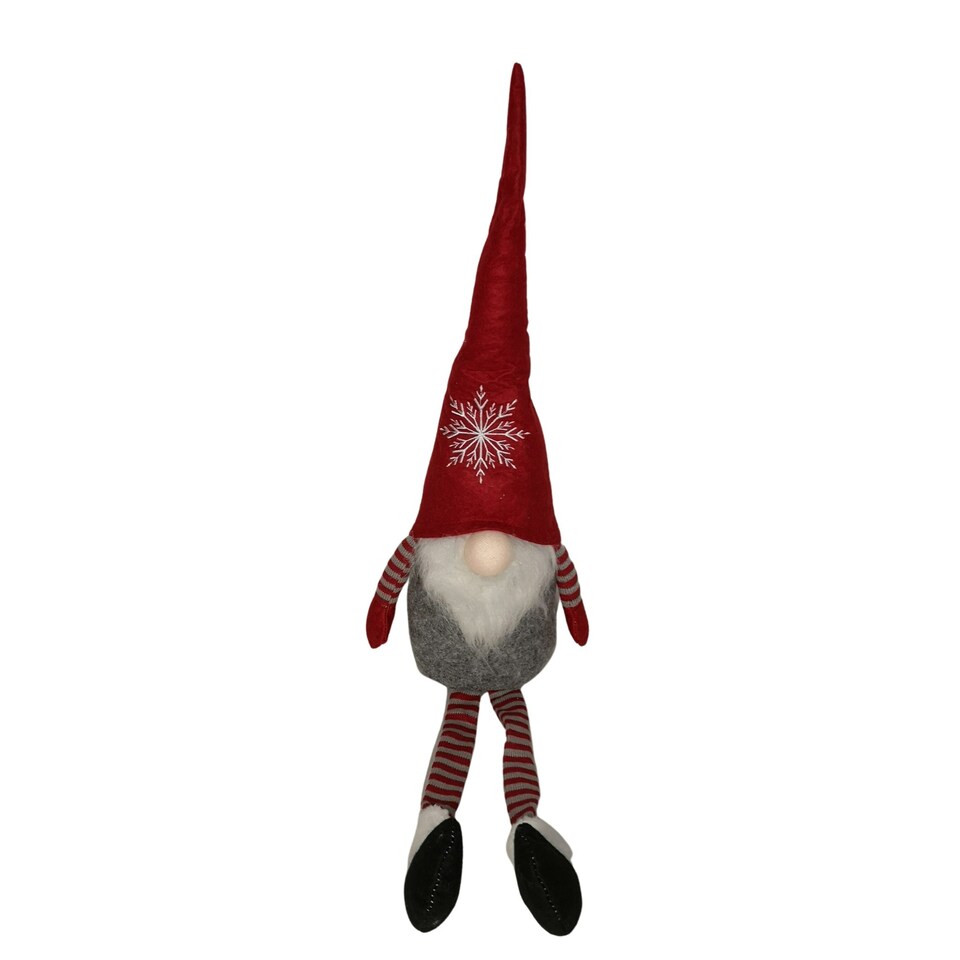 image 1 of 74cm Festive Christmas Sitting Bearded Gonk with Dangly Legs in Red Hat