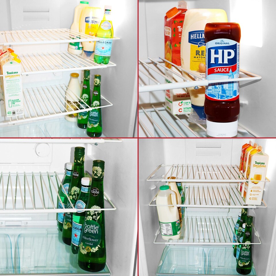 image 1 of SPARES2GO Fridge Shelf for Cookology Freezer Adjustable White Extendable Arms White