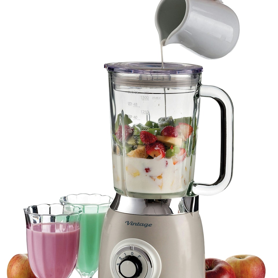 image 1 of Ariete 58303, Vintage Glass Jug Blender, 1.5 Litre, Cream