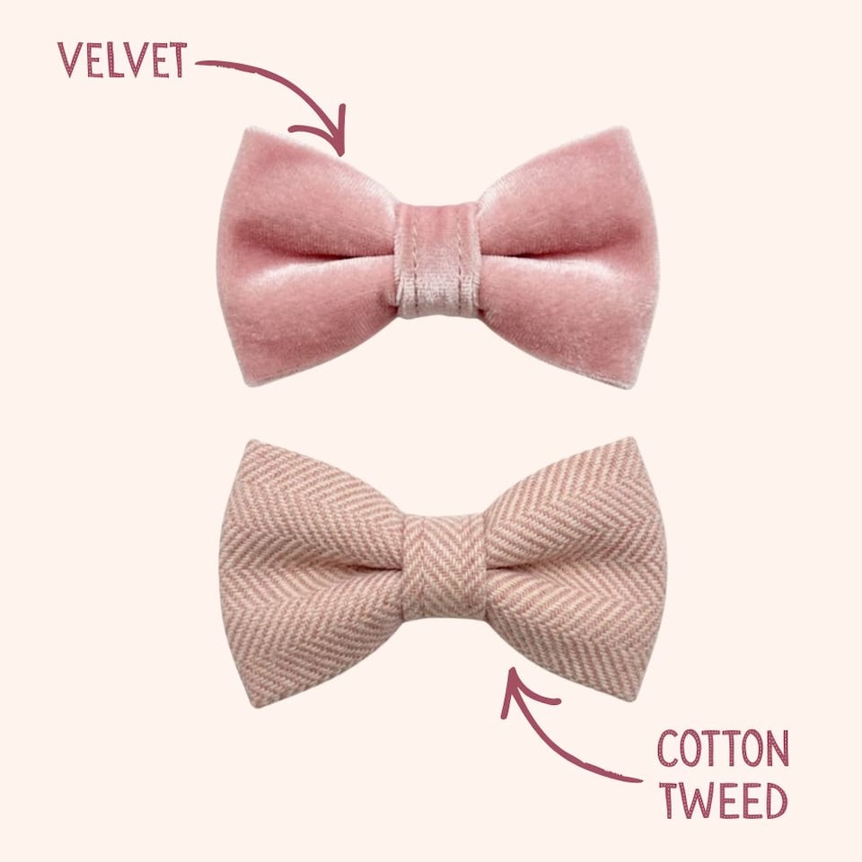 image 1 of Tails of Glory Pink Tweed and Velvet Bow Set