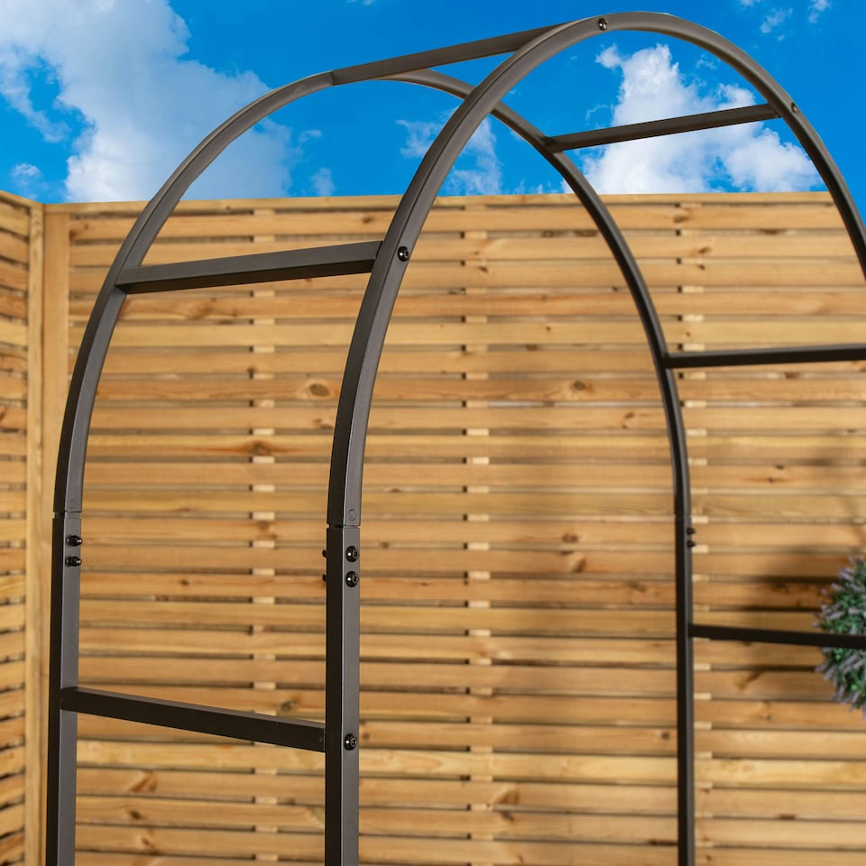 image 1 of Tom Chambers Black Powder Coated Classic 228cm x 110cm Metal Steel Garden Flower Arch