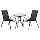 image 1 of Harbour Housewares 3pc Sussex Round Glass Top Patio Bistro Set - Black Black
