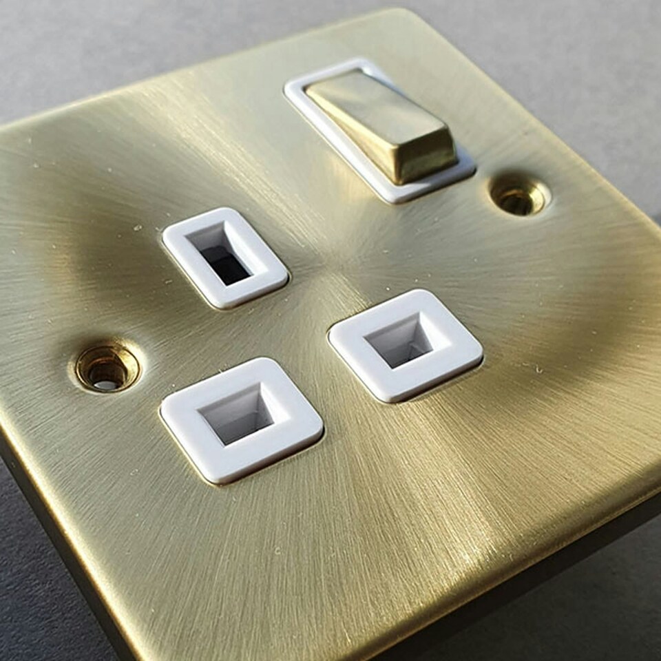 image 1 of SE HOME Satin / Brushed Brass 13A Fused Connection Unit With Neon With Flex White | Satin Brass